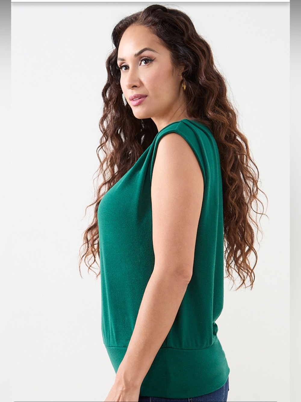 NWT Cleo Petite Emerald Green Lightweight Blouson Knit Top M - Sold Out - Picture 2 of 16